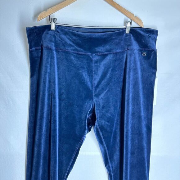NWT Calvin Klein Women's Velvet Velour Pull On Pants Wide Leg Blue Plus Size 3X - Picture 3 of 7